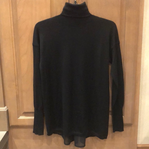 New J Brand 100% merino wool turtleneck back silky semi sheer panel sweater - Picture 1 of 10